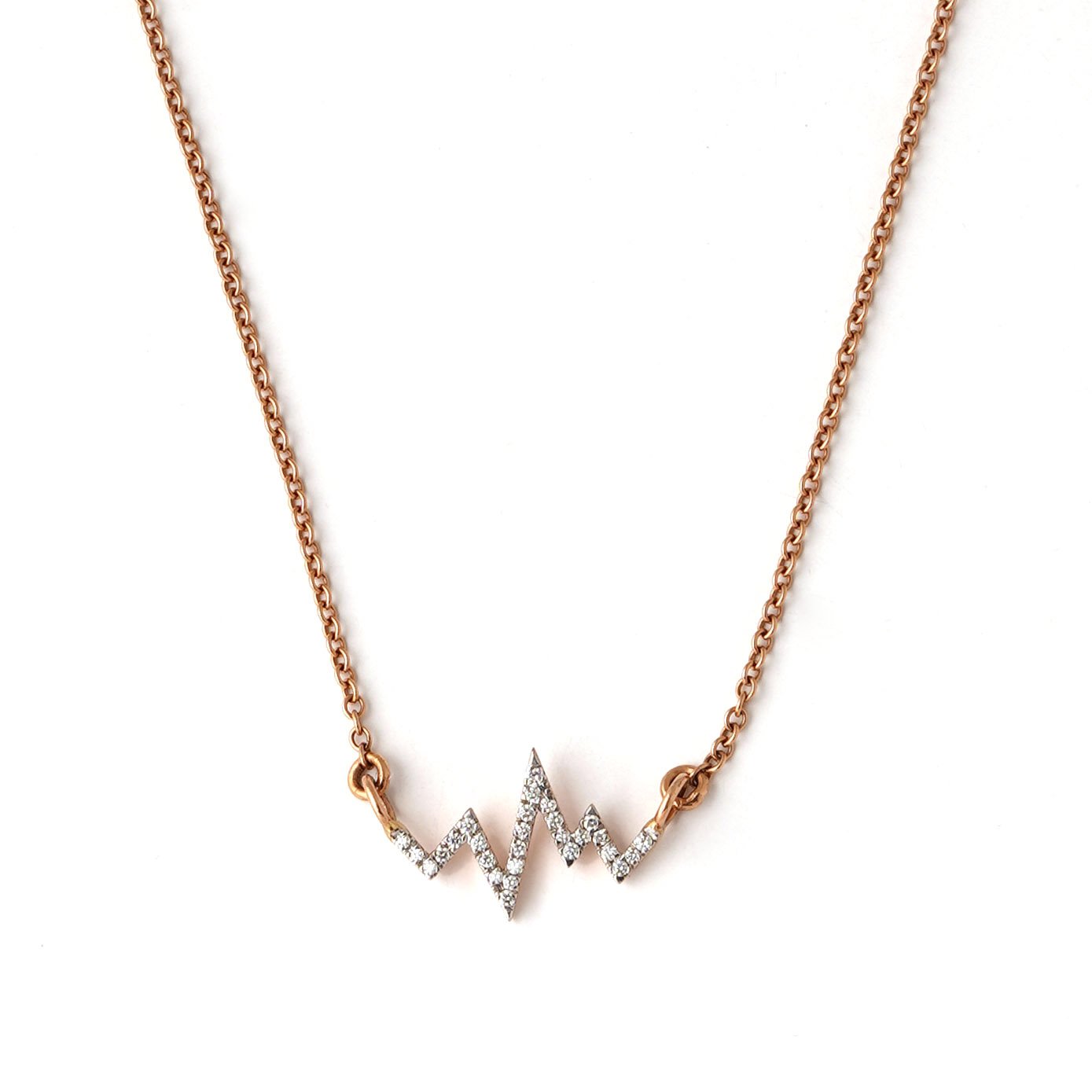 18kt Rose gold chain - heart beat