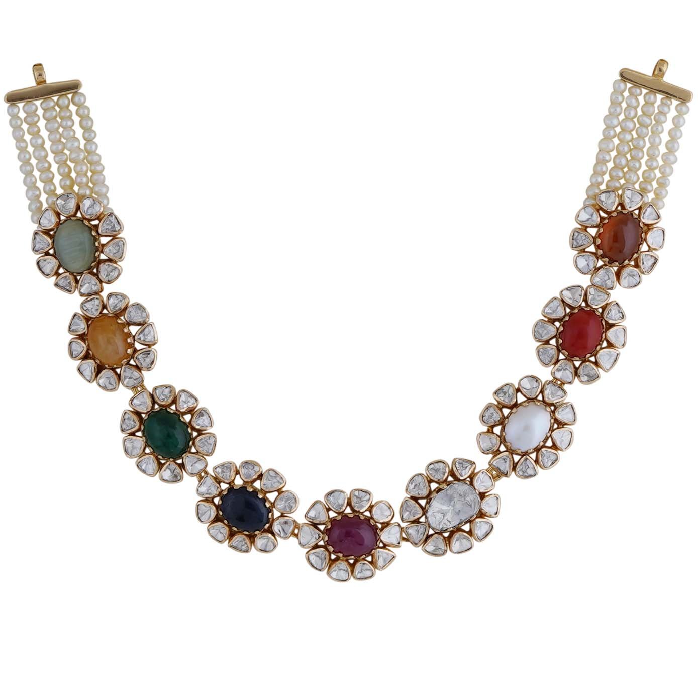 Diamond Uncut Navarathna Necklace