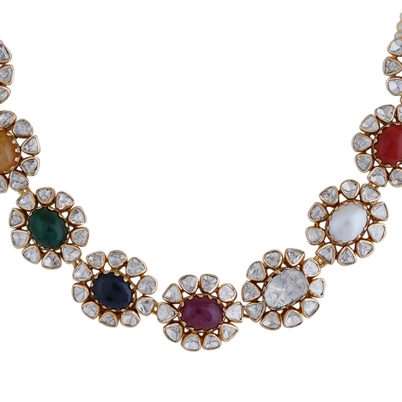 Diamond Uncut Navarathna Necklace