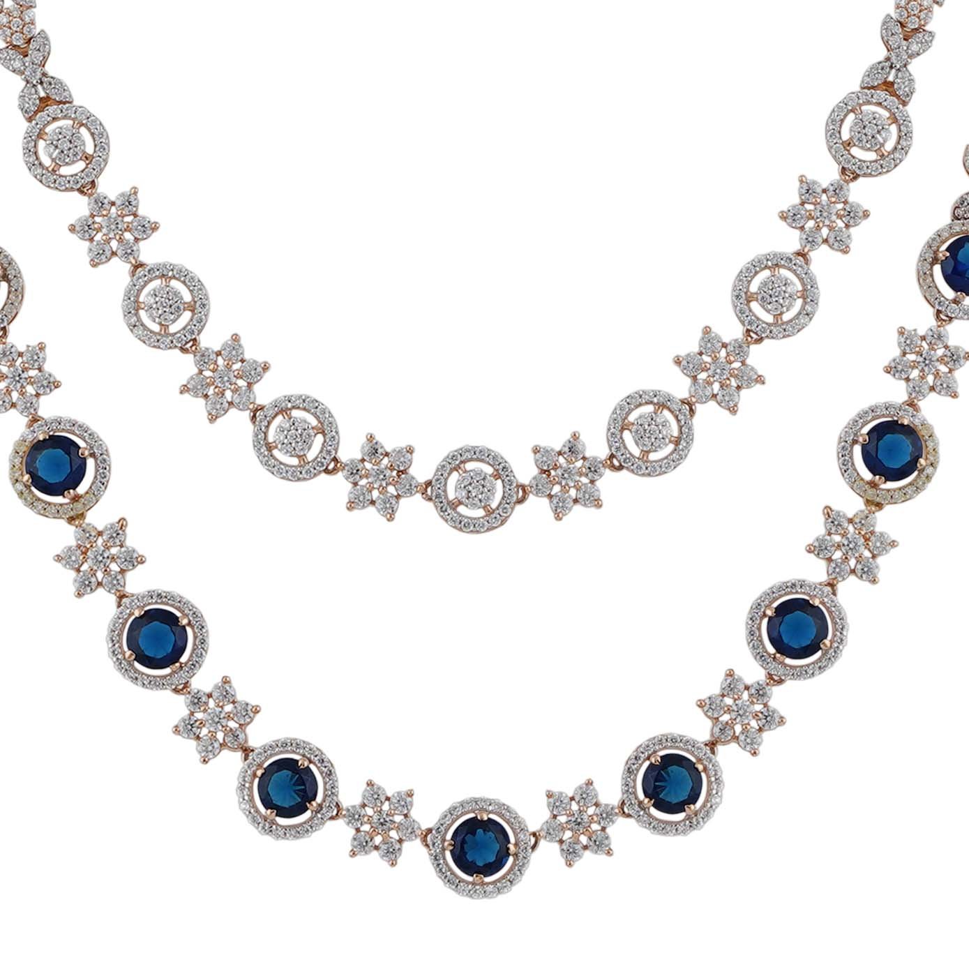 18kt Rose Gold Stone Necklace with Back Chain