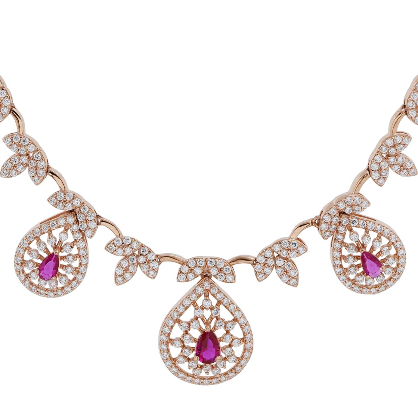 18kt Rose Gold Stone Necklace with Back Chain