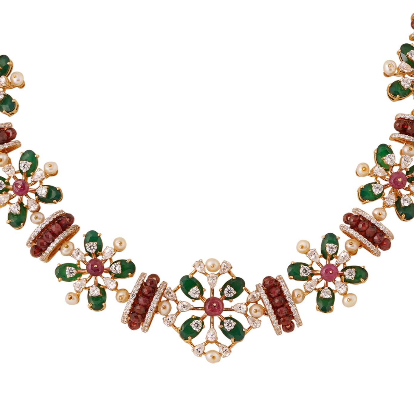 18kt yellow gold Beads Necklace with earrings