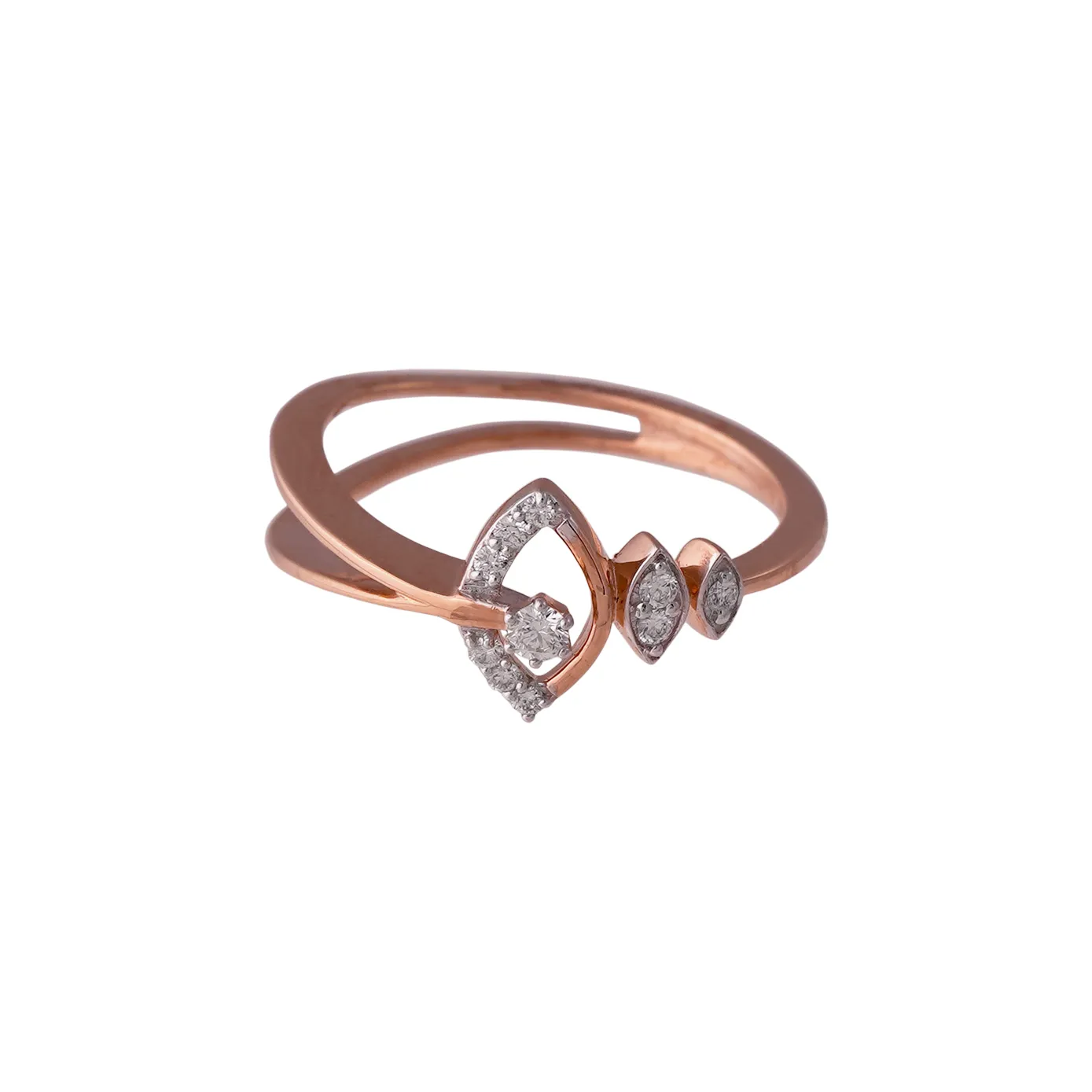 Almond- Designer Rose Gold and Diamond Ring